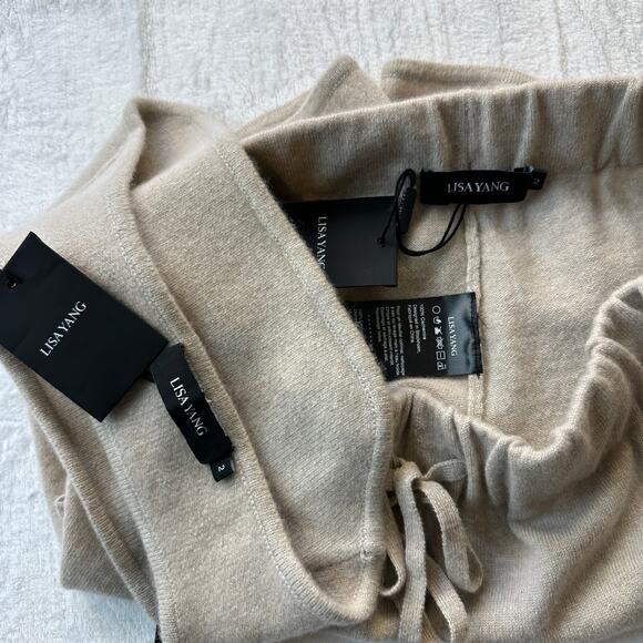 Lisa Yang Kiyo Shorts Selah Bandeau Bra Size 2 M / L Sand Cashmere Sweater Set - Picture 10 of 13